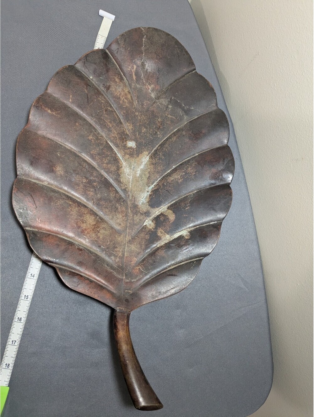 Large Vintage Metal Leaf-Shaped Decorative Tray